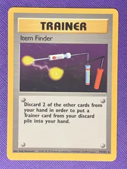 Item Finder 74/102 Base Set Pokemon Trainer Card Rare HP Light Play - Image 1