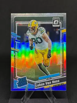 Lukas Van Ness 2023 Donruss Optic Rated Rookie Holo Prizm #240 Packers - Image 1