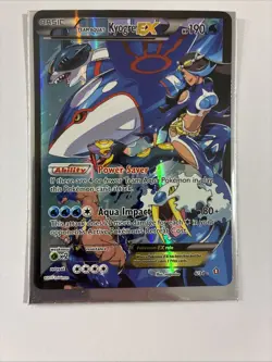 2015 POKEMON XY TEAM AQUA’S KYOGRE EX DOUBLE CRISIS FULL ART NM+M - Image 1