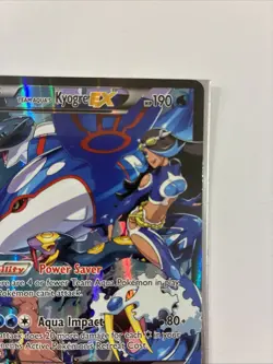 2015 POKEMON XY TEAM AQUA’S KYOGRE EX DOUBLE CRISIS FULL ART NM+M - Image 3