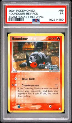 PSA 1 2004 Pokemon EX Team Rocket Returns Houndour Reverse Holo Foil 59/109 - Image 1