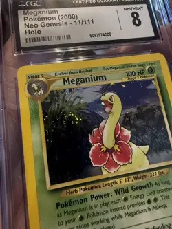CGC 8 Meganium 2000 Neo Genesis 11/111 Holo SWIRL Pokemon Card psa - Image 2