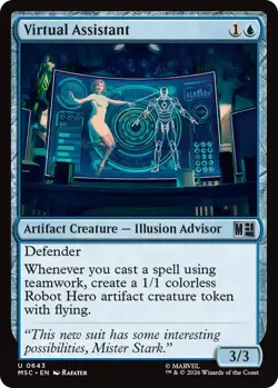 x4 Virtual Assistant U MTG Commander: Marvel Super Heroes M/NM, English - Image 1