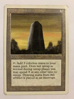 1X MP/HP MTG Magic The Gathering Basalt Monolith Revised Uncommon Vintage Card - Image 1