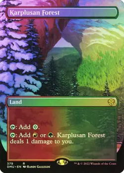 Magic The Gathering MTG KARPLUSAN FOREST BORDERLESS FOIL Dominaria United NM - Image 1