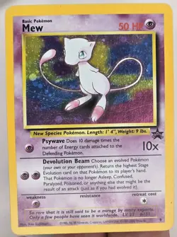 Vintage Mew #9 Black Star Promo Holo WOTC Pokemon Card With Tail Swirl Good - Image 1