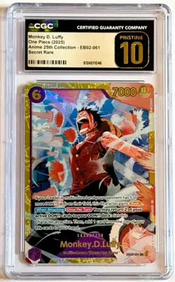2025 One Piece Monkey D. Luffy EB02-061 Secret Rare CGC 10 Pristine English - Image 1