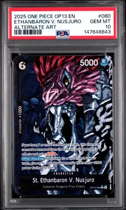2025 ONE PIECE #OP13-080 ST. ETHANBARON V. NUSJURO ALTERNATE ART PSA 10 - Image 1