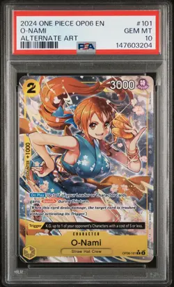 2024 ONE PIECE OP06-WINGS OF THE CAPTAIN ALTERNATE ART #101 O-NAMI PSA 10 - Image 1
