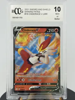 Pokemon Cinderace V Shining Fates #018 Graded Card BCCG 10 Mint or Better - Image 1