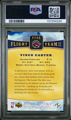 2004 UPPER DECK VINCE CARTER FLIGHT TEAM FOIL INSERT #FT42 *GRADED PSA NM-MT 8! - Image 2