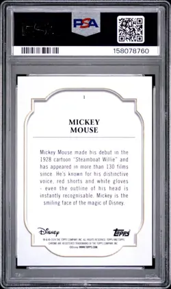 2024 Topps Chrome Disney Sapphire #1 Mickey Mouse - 🔥 PSA 10 🔥 - Image 2