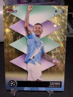 2026 Topps Finest UEFA Savinho #571 RARE Superfractor 1/1 Manchester City BRAZIL - Image 1