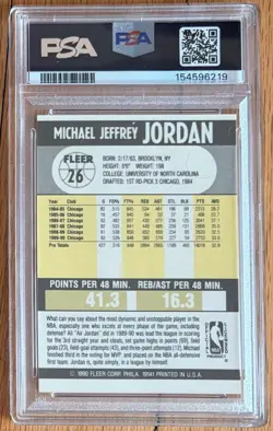 Michael Jordan 1990 Fleer #26 PSA 8 NM-MT - Image 2