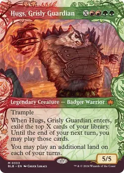 NM Showcase Hugs, Grisly Guardian, MTG, Bloomburrow Commander, Magic, 333 - Image 1