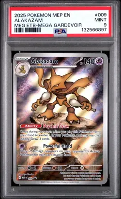 2025 Black Star Promo Mega Evolution ETB #009 Alakazam PSA 9 Card MINT Free Ship - Image 1