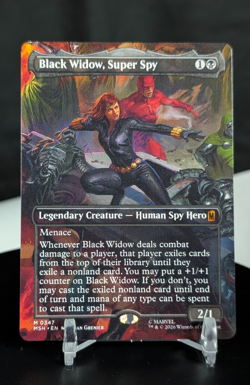 MTG Black Widow, Super Spy BORDERLESS NON-FOIL NM Marvel MSH #0347 Mythic - Image 1