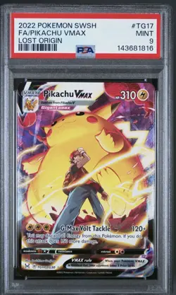PSA 9 Pikachu VMAX Lost Origin TG17/TG30 Holo Pokemon Card FA Trainer Gallery - Image 1