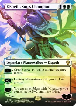 NM Borderless Foil Elspeth, Sun's Champion, MTG, Bloomburrow Commander, Magic - Image 1