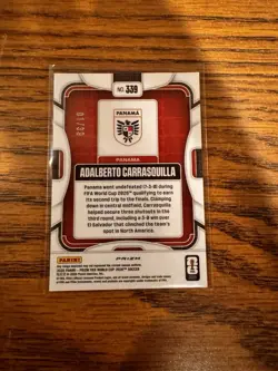 2026 Prizm FIFA World Cup Red Wave #339 Adalberto Carrasquilla 1/39 Color Match - Image 2
