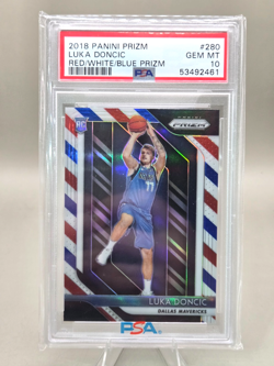 LUKA DONCIC 2018 Panini Prizm #280 RED WHITE BLUE Prizm ROOKIE PSA 10 - Image 1