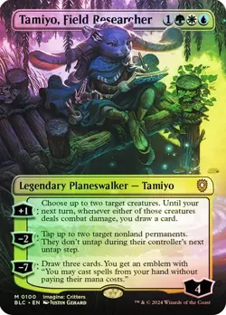 NM Borderless Foil Tamiyo, Field Researcher, MTG, Bloomburrow Commander, Magic - Image 1