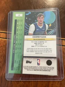 Topps Chrome Cosmic 2025-26 Cooper Flagg Dallas Mavericks Rookie Card #12 - Image 2