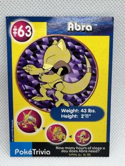 Abra Poketrivia Card Pokemon 1999 Burger King #63 Movie TCG Non-perforated - Image 1