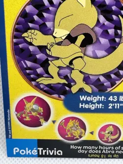 Abra Poketrivia Card Pokemon 1999 Burger King #63 Movie TCG Non-perforated - Image 4