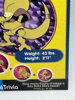 Abra Poketrivia Card Pokemon 1999 Burger King #63 Movie TCG Non-perforated - Image 5