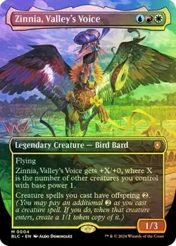 NM Borderless Foil Zinnia, Valley's Voice, MTG, Bloomburrow Commander, Magic, 4 - Image 1
