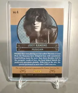 2014 Panini Golden Age Legends Of Music Joey Ramone #4 Worn Relic - The Ramones - Image 2