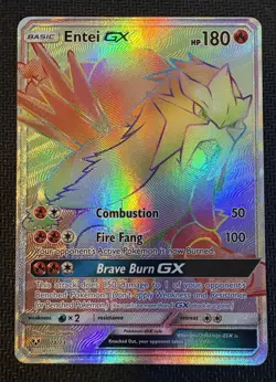 ENTEI GX 74/73 RAINBOW RARE SHINING LEGENDS POKEMON NM - Image 1