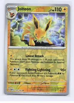JOLTEON 135/165 RARE 151 POKEMON REVERSE HOLO NM - Image 1