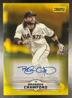 2025 Topps Stadium Club Brandon Crawford Auto Yellow Foil San Francisco Giants - Image 1