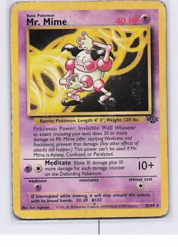 MR. MIME 22/64 RARE JUNGLE POKEMON UNLIMITED HP - Image 1