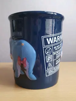 Eeyore Disney Large 3D Embossed Navy Blue "Warning" Mug Winnie the Pooh Coffee - Image 4