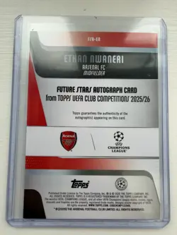 2025-26 Topps Flagship UCC Ethan Nwaneri Blue Auto /150 Arsenal Autograph - Image 2