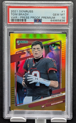 2021 Tom Brady Donruss Press Proof Premium Variation #1 Football Card ~ PSA 10 - Image 1