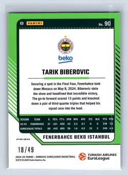 Tarik Biberovic 2024-25 Donruss EuroLeague #90 Optic Blue #/49 - Image 2