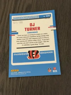 2023 Panini Donruss Optic Rated Rookie Blue Prizm /199 #220 DJ TURNER Card RC - Image 2