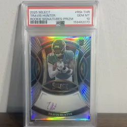 Panini 2025 Select Travis Hunter Jaguars #RSI-THR Prizm RC Auto PSA 10 - Image 1