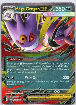 Mega Gengar ex 056/094 Double Rare Phantasmal Flames Pokemon Holo Near Mint - Image 1