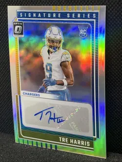 2025 Donruss Optic Tre Harris Rookie Auto Sig Series Holo Los Angeles Chargers - Image 3