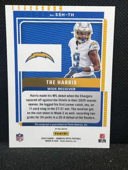2025 Donruss Optic Tre Harris Rookie Auto Sig Series Holo Los Angeles Chargers - Image 4