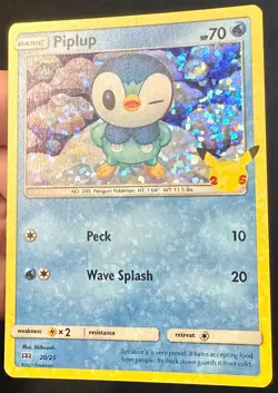 Piplup HEAVY HOLO BLEED 20/25 2021 McDonald's 25th Anniversary Pokemon Card - Nm - Image 1