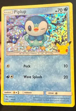 Piplup HEAVY HOLO BLEED 20/25 2021 McDonald's 25th Anniversary Pokemon Card - Nm - Image 2