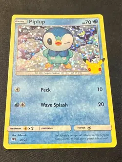 Piplup HEAVY HOLO BLEED 20/25 2021 McDonald's 25th Anniversary Pokemon Card - Nm - Image 3