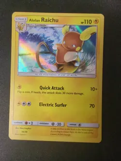 [P025] 2017 Pokemon Stage 1 Alolan Raichu 30/30 Trainer Kit Holo Foil DMG - Image 1
