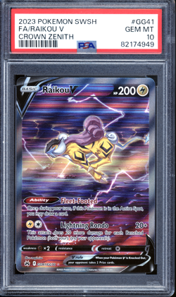 2023 Pokemon Raikou V #GG41 Sword & Shield Crown Zenith PSA 10 GEM MINT - Image 1